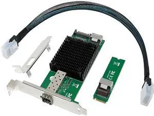 10 Gigabit M.2 to RJ45 SFP+ NIC, with Intel 82599(X520-DA1) Controller PCIe X4 Network Card,10gb RJ45 Ethernet Card Industrial Adapter with SFF-8087 Cable/Low Profile Bracket Support PXE&UEFI