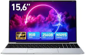 Wvryrv Laptop 15.6 Inch Win 11 Laptop Computers 8GB RAM 256GB SSD, Celeron N5095 Quad-Core Processor, 1080P FHD Display, Backlit Keyboard, Fingerprint, USB3.0,WiFi5,Mini HDMI, BT5,Webcam