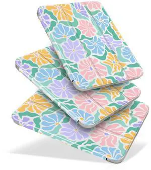 MecBevia for iPad mini 7 (A17 Pro) 8.3-inch 2024(Models A2995/A2996/A2993) / iPad mini 6 8.3-inch 2021(Models A2567/A2568/A2569), 7th/6th Gen Hard Back Case with Auto Wake/Sleep, Endless Petals