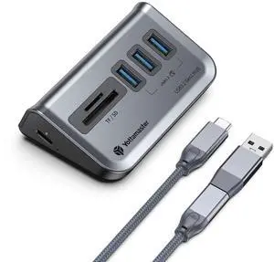 Yottamaster USB Hub with SD Card Reader, Triangle Desktop USB3.0 Hub with 3 USB A 3.0 Ports, TF & SD Card Reader with 1.64ft Cable for PC, Laptop (Not Support Charging)