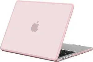 BlueSwan Anti-Cracking Hard Shell Case Compatible with MacBook Pro 14-inch M5 2025 2024-2021 Release M4 M3 M2 M1 Pro/Max Chip, Anti-Fingerprint Soft TPU Bumper, Frosted Cute Pink