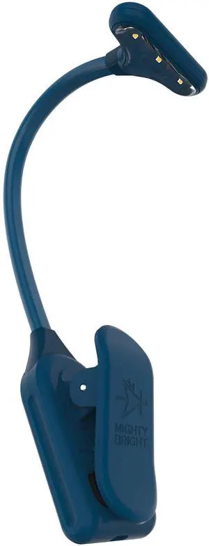 Mighty Bright The Original NuFlex Book Light, Battery-Powered, Warm Eye Care LEDs, Flexible, Durable, Dimmable, Clip-On Reading Light, Read in Bed, Use Batteries or Micro USB (Midnight Blue)
