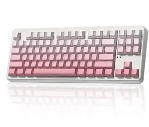 FL ESPORTS NX87 Military-Grade Wireless Mechanical Keyboard - 110-Day Battery Life, Hot-Swappable Switches, Triple Mode 5-Device, Thock Sound & RGB (Win/Mac/iOS/Android) Gradient Pink