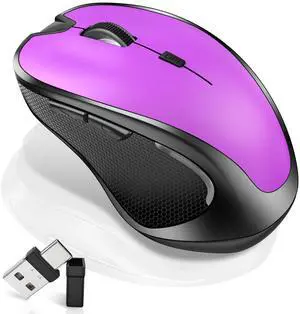 Mouse for MacBook Wireless Bluetooth Mouse Laptop MacBook Air Mac Pro Rechargeable Silent PC iPad Optical Mouse with Jiggler Dual Mode Switch Bluetooth 5.2/3.0 and 2.4GHz USB Type-C Receiver Purple