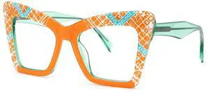 Zeelool Trendy Oversized Cat Eye Blue Light Blocking Glasses for Women ZJGA464929-04 Orange