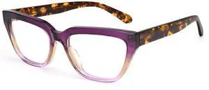 Dollger Blue Light Blocking Glasses For Woman Men Rectangle Cat Eye Computer BlueLight Glasses Clear Lens Non-Prescription Gradually purple framed leopard print legs