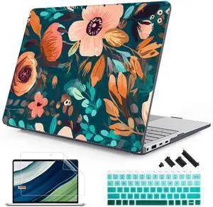 Mektron Case for 13.8" Microsoft Surface Laptop 7 Windows 11 AI PC 2024 Surface Laptop 13.8 Inch Cover Fits Model 2036, Keyboard Cover +Screen Protector +Dust Plugs,Abstract Florals