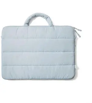 EKAX Puffy Cloud Laptop Sleeve 15 Inch  Quilted Puffer Case for MacBook Air 15 M4 M3 M2, MacBook Pro 16 M4 2024, Soft Shockproof Pillow Laptop Bag with Handle for Women & Men Blue