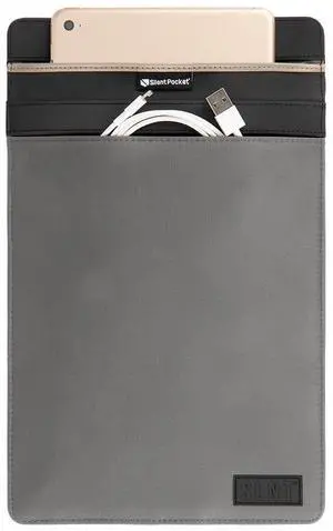 SLNT Faraday Bag Tablet Sleeve with Silent Pocket - Leather or Weatherproof Nylon, Signal Blocking Device Shielding for iPad, Samsung Galaxy Tab, Most Tablets, Privacy (Charcoal Grey Nylon, Large)
