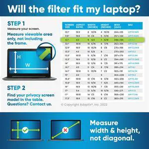 Adaptix Laptop Privacy Screen 12.1  Information Protection Privacy Filter for Laptop  Anti-Glare, Anti-Scratch, Blocks 96% UV  Matte or Gloss Finish Privacy Screen Protector  4:3 (APF12.1)