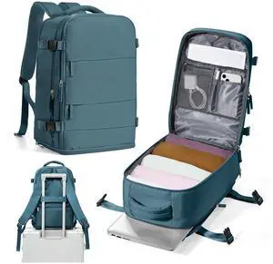 Travel Backpack for Women Men,Carry On Backpack,14inch Laptop Backpack Airline Approved,Water Resistant Luggage Daypack with Shoe Pouch,Casual Backpack for Weekender Business Trip,Peacock Blue