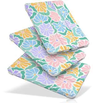 MecBevia Case Compatible with iPad Air 11 Inch M3 (2025) / M2 (2024), iPad Air 10.9 Inch 5th Gen (2022) / 4th Gen (2020), Hard PC Back Cover with Auto Wake/Sleep, Endless Petals