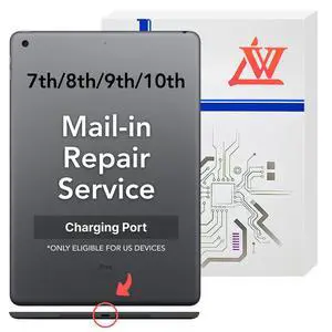 LW Mail-in Repair Service for iPad 7/8/9/10th Charging Port Replacement, USB Charging Port Full Assembly Replacement (Pro-Repair Service, Not Parts)