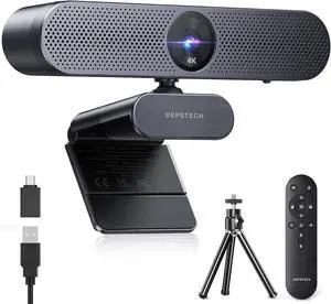 DEPSTECH 4K Webcam for PC, UHD Webcam with Remote and Zoom, Sony Sensor, Dual Noise-Cancelling Mics, Autofocus, Privacy Cover, Computer Camera for Desktop/Laptop, Works with Zoom/Teams/OBS/Google