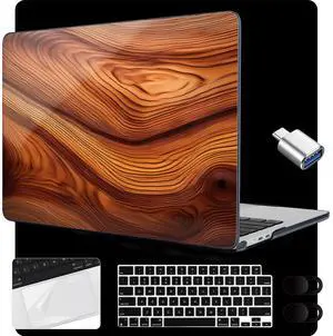 MEEgoodo Case for MacBook Air 15 inch M4/M3/M2 2025 2024 2023, Case Fit Model (A3241/A3114/A2941) for MacBook Air 15-inch, Laptop with Keyboard & Camera Cover & OTG Adapter, Tree Rings