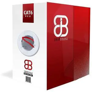 Dripstone CAT6 Ethernet Cable 1000ft Bulk Network LAN Wire 23AWG Solid UTP 550MHz High-Speed Internet Cable Gaming, Streaming, Office, Home Use, Pull Box, Cat6 Bulk, Stable Connectivity - Red