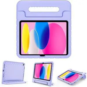 ProCase Kids Case for iPad A16 11th Generation 2025/iPad 10th Generation 2022 with Pencil Holder, iPad 11/10 Case Shockproof Lightweight Cover with Stand Convertible Handle for Children -Lightpurple