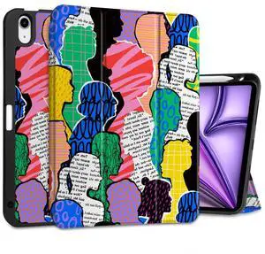 MEEgoodo Case for M3/M2 iPad Air 11 inch 2025/2024,Case for iPad Air 5th Generation/iPad Air 4th Generation 10.9 inch 2022 2020, Tablet Cover with TPU Back Shell, Diverse People Abstract Art