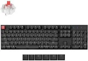 Keychron K10 Full Size Layout White LED Backlit Hot-Swappable Mechanical Keyboard for Mac Windows, 104-Key Bluetooth Wireless/USB Wired Computer Keyboard with Keychron Super Red Switch(Version 2)
