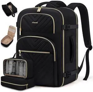 LOVEVOOK Travel Backpack Carry on Flight Approved 50L,Waterproof TSA Travel Essentials Personal Item Backpack for Women Men,Large Carry on Luggage Suitcase Travel Bag for Airplane with 3 Packing Cubes