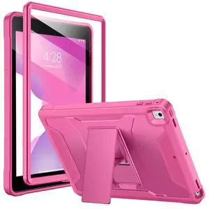 Soke Case for iPad 6th/5th Generation 9.7 Inch 2018/2017,with Built-in Screen Protector and Kickstand, Rugged Full-Body Heavy Duty Protective Cover for Apple iPad Air 2 /Pro 9.7 - Hot Pink