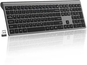 2.4G Wireless Slim Silent Full-Size Keyboard with Numeric Keypad, Calculator Button, USB Receiver, Fn Lock, Ultra-Thin Scissor Switch Design, Computer Keyboard for Laptop PC Windows MacWithout mouse