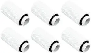 dracaena.io 6 Pack G1/4" 30mm Height Male to Female Extender Fittings, Brass Compression Fittings with O Rings for PC Liquid Cooling Loop, Water Cooling Tube Connectors, White
