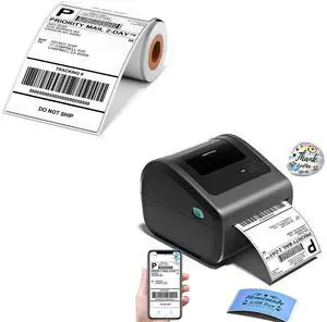 Omezizy D450BT Bluetooth Shipping Label Printer with 1 Roll 4x6 Thermal Labels 100pcs