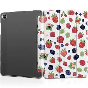 MEEgoodo for Samsung Galaxy Tab A9 Plus 11 inch Case 2024 2023 (Fit Model SM-X210/X216/X218), A9+ Tablet Cases with Silk Texture & PC Clear Back Cover, Colorful Raspberries