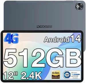 DOOGEE T40PRO Tablet 12 inch,Android 14 Tablets, 512GB ROM+20GB RAM Tablet with 2.4K Display,Helio G99 Octa Core,18W Fast Charging,10800mAh Large Battery,Tablets with 2.4G&5G WiFi/4G Dual SIM/FM