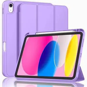 ZryXal iPad (A16) Case/iPad 10th Generation Case [11-Inch 2025/10.9 Inch 2022] with Pencil Holder, Smart Cover with Soft TPU Back [Support Auto Wake/Sleep] (Violet)