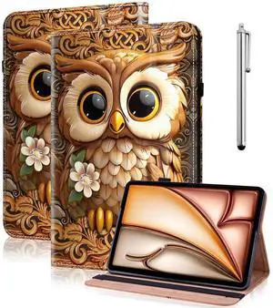 VODEFOX Case for Amazon Kindle Fire Max 11 Case (13th Generation, 2023 Release) 11",PU Leather Folio Stand Protective Cover with Card Solts for Fire 11 Tablet - Brown Owl