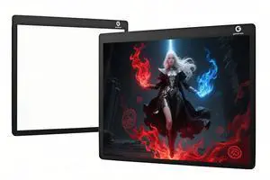 goodmore Glass Gaming Mouse pad,LED Illuminated Hard Mousepad for Gaming,Large Mouse pad 400mm * 300mm, Special Glass Surface to Improve Accuracy and Speed, Silicone Anti Slip (Pyre and Cryo)