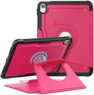 KAIJIAbox Case for iPad (A16) 11th/10th Generation 2025/2022 11/10.9, Heavy Duty Shockproof Case with 360 Rotating Magnetic Stand, Detachable Magnetic Cover, Auto Sleep/Wake, Wine red