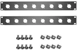 Harrisen 2PCS Hinged Rack Panel1U8D XLR HDMI Audio Rack Mount Panel for 19 inches Audio Enclosure Server Computer Equipment Studio