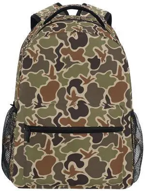 QUGRL Duck Hunter Camouflage School Backpack for Girls Boys Hunting Camo Large Bookbag Laptop Computer Bag Casual Hiking Travel Daypack Backpack Schoolbag for Teens College 16 Inch