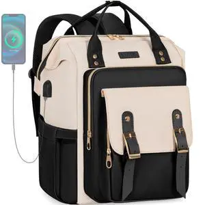 ANILD Travel Laptop Backpack for Women, 15.6 Inch Work Backpack with USB Charging and Port Luggage Strap, Airline Approved Business Work Bag for Nurse College Teacher