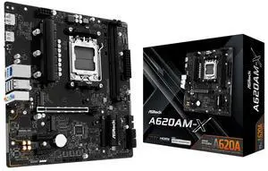 ASRock A620AM-X Micro-ATX Motherboard AMD AM5 Socket Supports Ryzen 9000/8000/7000 DDR5 8000+ OC PCIe 4.0 2.5G LAN BIOS Flashback