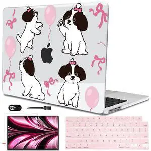 LCMOCICO Compatible with A3240 Cover M4 MacBook Air 13.6 inch Case 2025 2024 2023 2022 Release A3113 M3 A2681 M2 Chip, Crystal Pattern Plastic Hard Shell Case for Mac Air 13 M4 Touch ID, Lovely Dog