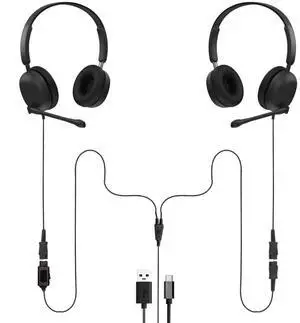 Project Telecom Training, Supervising & Coaching Binaural Headset Bundle TAA & NDAA Compliant USB-A & USB-C with Inline Controls Noise Cancelling Wide Compatibility (Binaural)