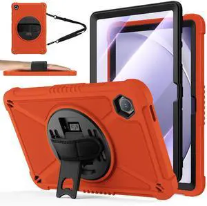 ZtotopCases for Samsung Galaxy Tab A9+ / A9 Plus 11'' 2023 (SM-X210/X216/X218), Shockproof Hard Duty Case with Screen Protector+360 Rotating Hand Strap&Stand+Shoulder Strap for Tab A9+ Tablet, Red