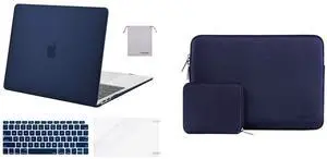 MOSISO Plastic Hard Shell&Neoprene Bag&Keyboard Cover&Screen Protector&Storage Bag Compatible with MacBook Air 13 inch Retina A2337 M1 A2179 A1932, Navy Blue