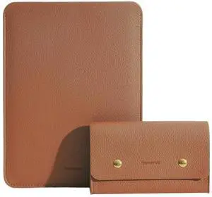 Yesmornsis PU Leather Padded Laptop Sleeve Bag 14Inch Compatible with New MacBook Pro 14, Surface Laptop 13.5, Old MacBook Pro 13 with Charger Pouch Color Brown