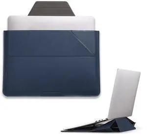 MOFT Laptop Carry Sleeve, 2-in-1 Laptop Bag & Stand for 16" MacBook Air/Pro & Dell/HP/Lenovo/Asus, Stylish Slim Computer Sleeve Bag with Expandable Storage for Computer Accessories, Deep Blue