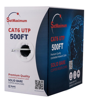 Cables Direct Online White Cat6 1000 Feet Bulk Ethernet Cable, CM Bare Solid Copper UTP, 23 AWG, Reelex II Box