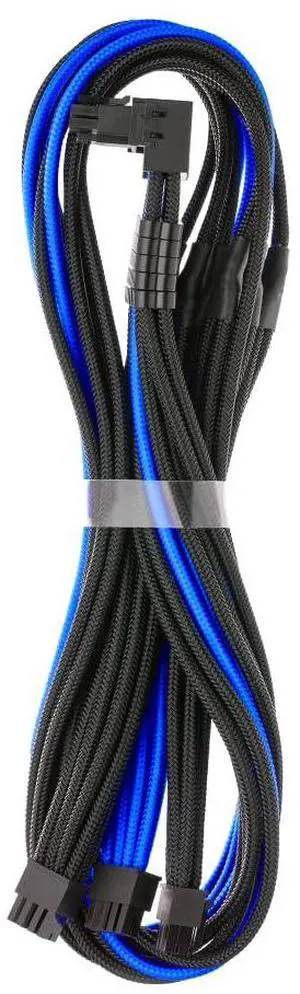 CableMod C-Series Pro ModMesh Sleeved 12V-2x6 12VHPWR 90° StealthSense PCIe Cable for Corsair Type 5 RMX Shift - Variant A (Black + Blue, 90° 16-pin to Triple 8-pin, 65cm)