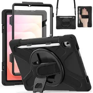 ZenRich Rugged Case for Samsung Galaxy Tab S11 2025 11 Inch (SM-X730), Heavy Duty Shockproof Tablet Case with Built-in Screen Protector, 360° Rotating Kickstand, Hand Strap, Shoulder Strap