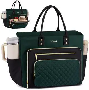 LOVEVOOK Laptop Tote Bag for Women With Large Cup Holder, Work Bags Teacher Nurse Computer Bag, 15.6 Inch Professional Briefcase Business Travel Large Purses Handbag, Diaper Bag With Multi-Pockets