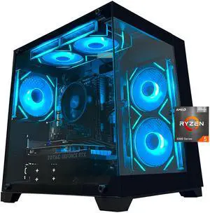 SKYESEV Gaming Desktop Computer PC,AMD Ryzen 5 5600,RTX3050 6GB,32GB RAM and 1TB M.2 NVMe PCle4.0,ARGB Fan,WiFi,Game Design Office Console,Sea View Room,Prebuilt Gaming PC Tower