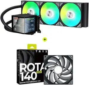 TRYX Panorama 360 ARGB Curved Screen 360mm AIO and ROTA PRO 140 High Performance LCP Case Fan Bundle TRYX Panorama 360 ARGB Curved Screen 360mm AIO and ROTA PRO 140 High Performance LCP Case Fan Bundle